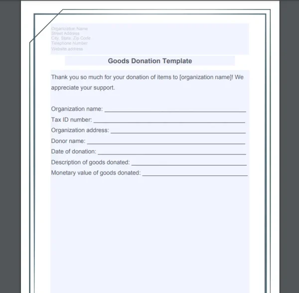 Goods Donation Template