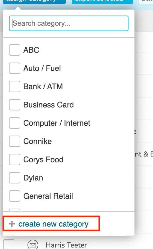 Step 3. In the Assign Category section, select the appropriate category. If you want to create a new category to add the receipt(s) to, choose New Category.