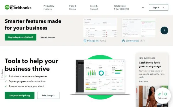 Quickbooks’s home page