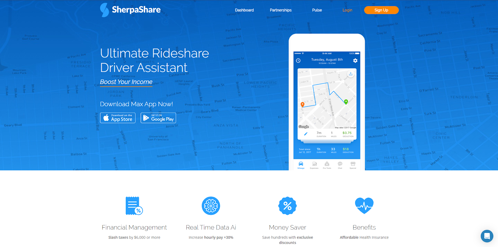 SherpaShare is a rideshare driver assistant.