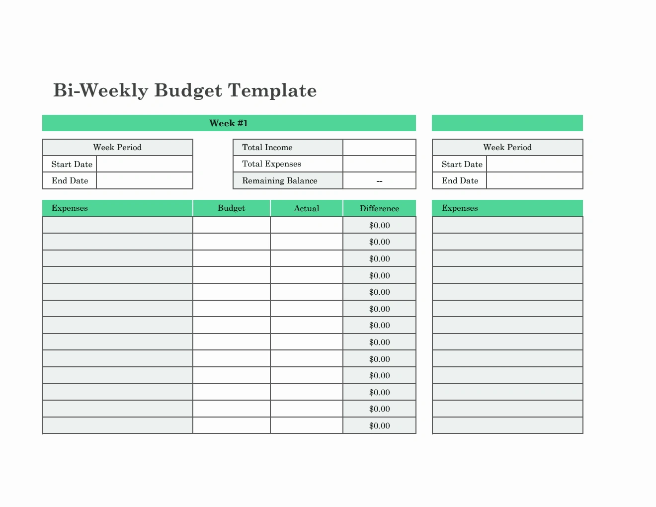 Bi-Weekly Excel Budget Template by General Blue