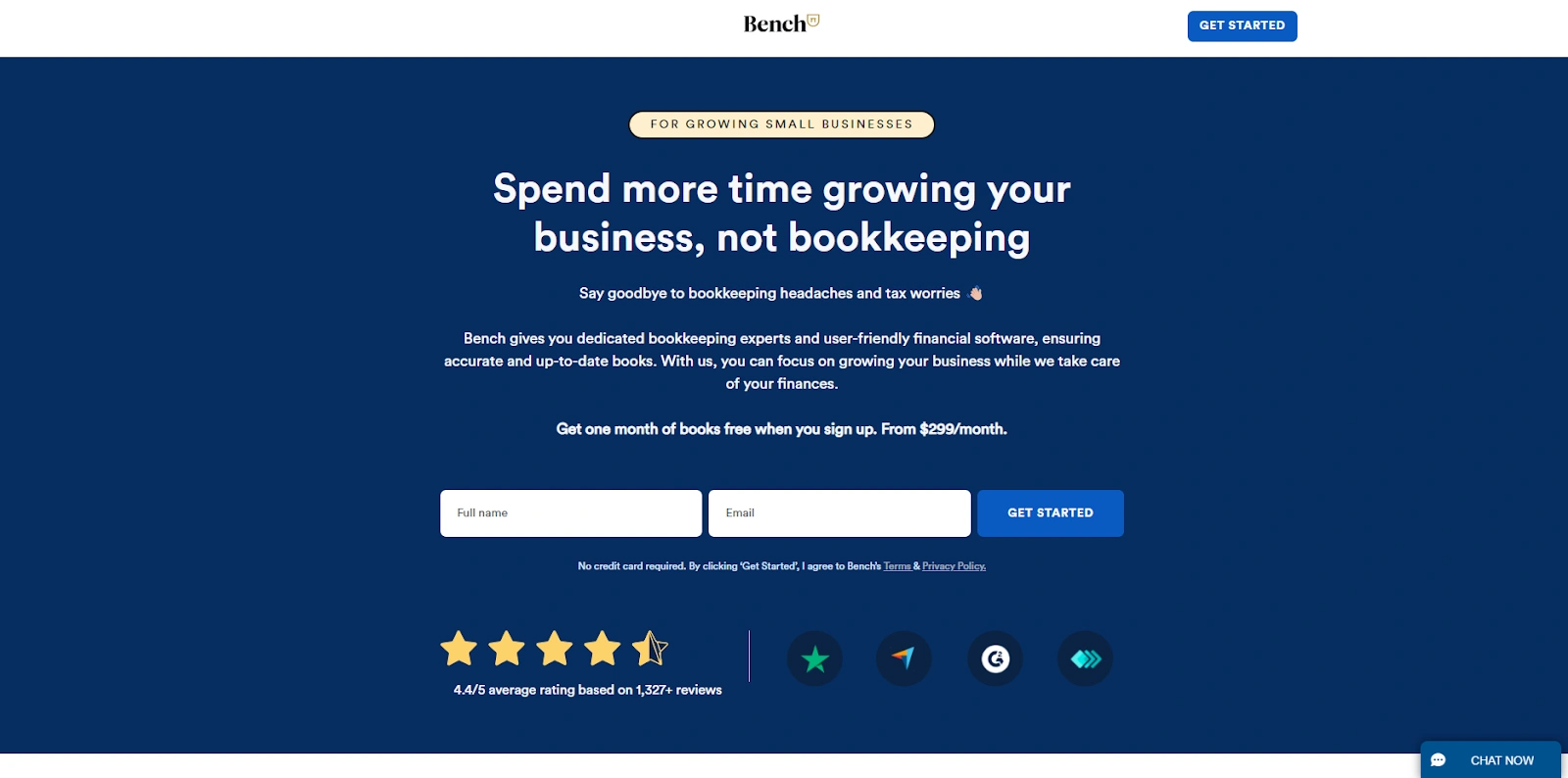 Bench - ideal for small business owners looking for cloud-based bookkeeping services