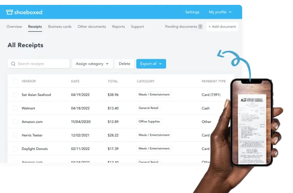 All receipts on Shoeboxed!