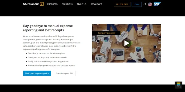 Concur Expense home page