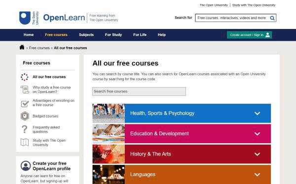 Open Learn University offers free bookkeeping courses on double-entry bookkeeping and generating financial statements