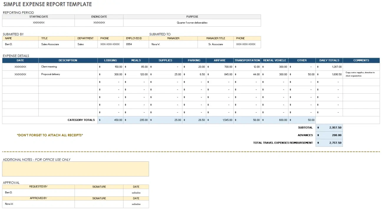 Simple Expense Report Template by Smartsheet