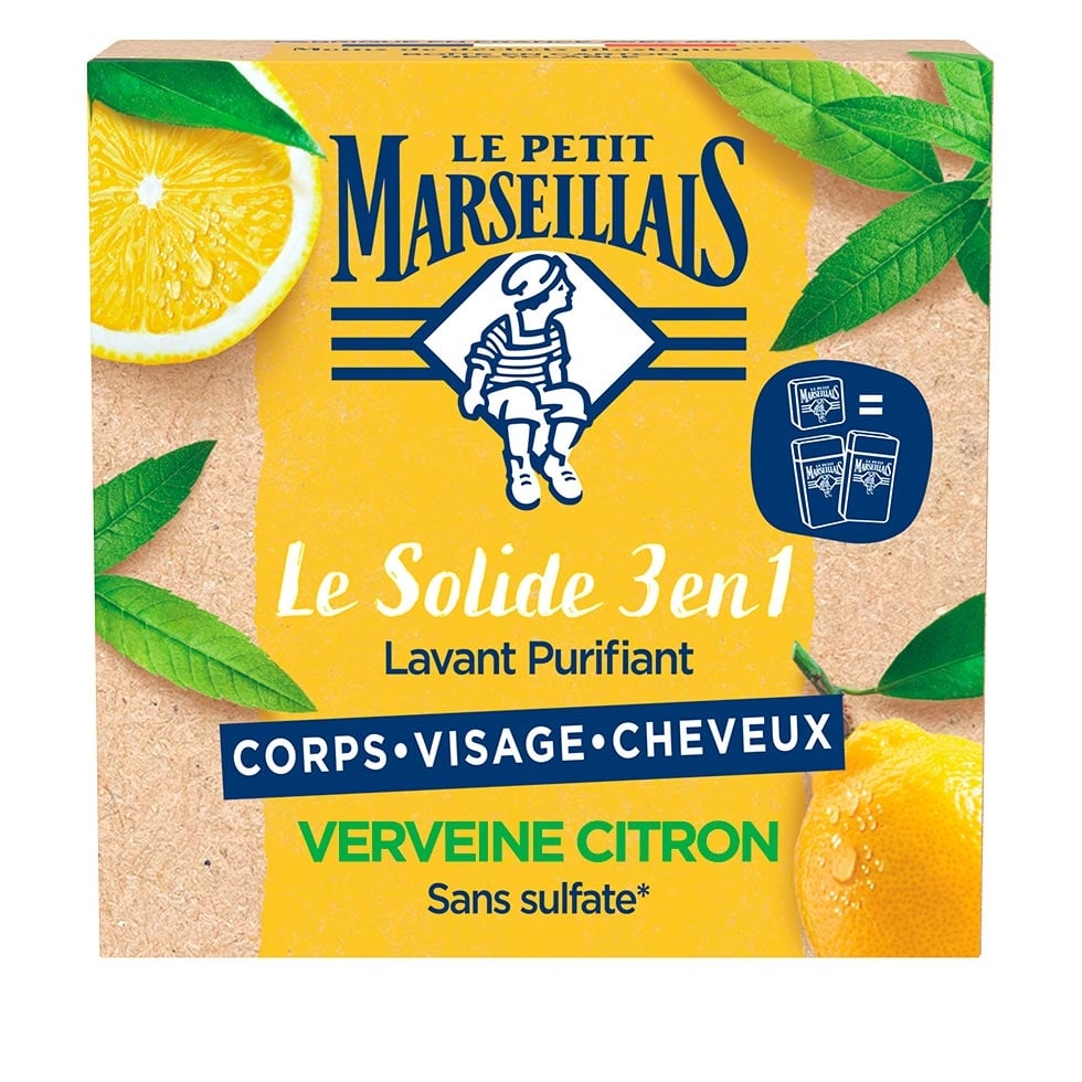 Le Solide 3 en 1 Lavant Purifiant – Verveine Citron - Image 1 - Le Petit Marseillais - fr-FR