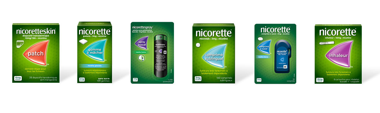 Série de photo des packs de la gamme Nicorette