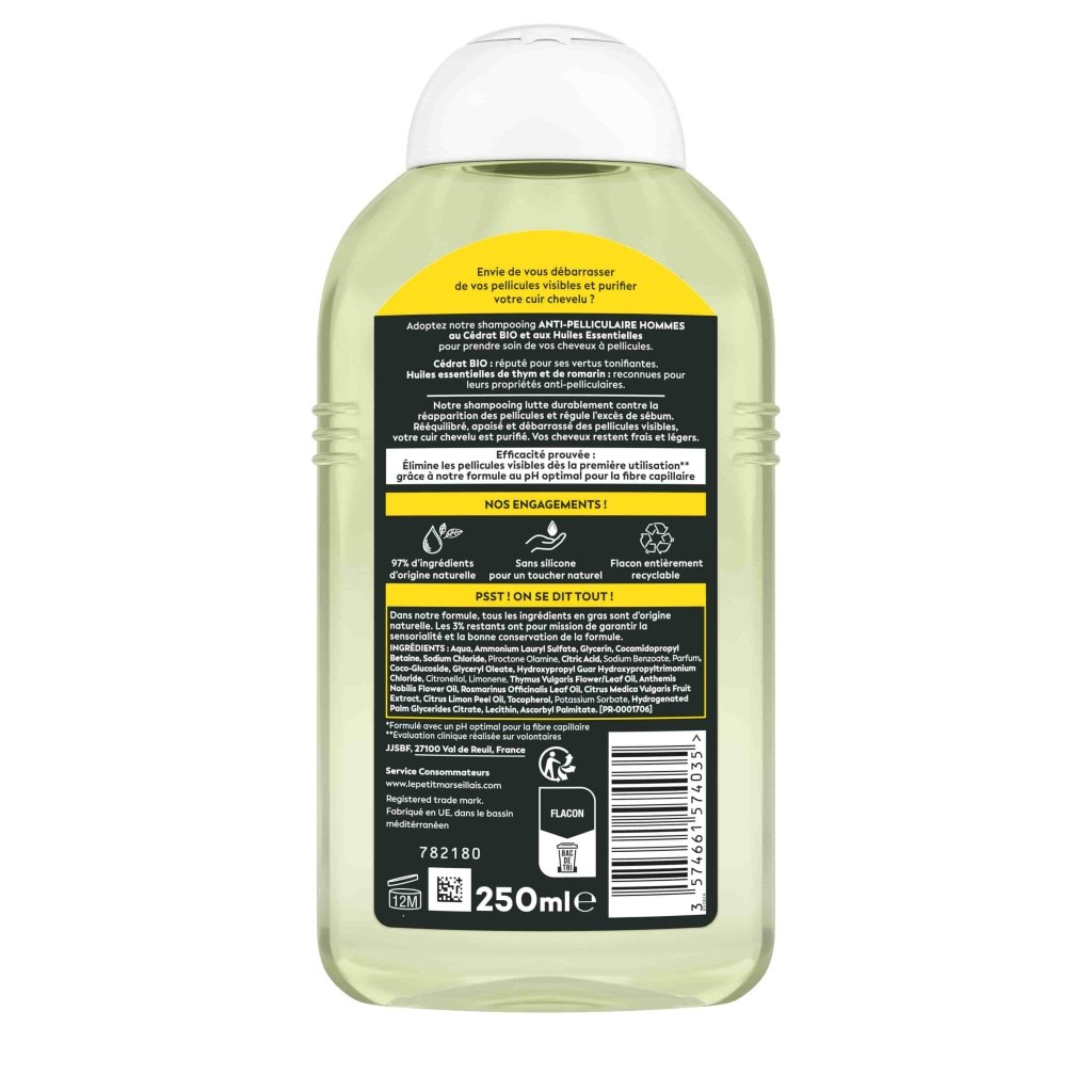 Shampooing Anti-Pelliculaire Homme au Cédrat BIO et aux huiles essentielles - Image 2 - Le Petit Marseillais - fr-FR