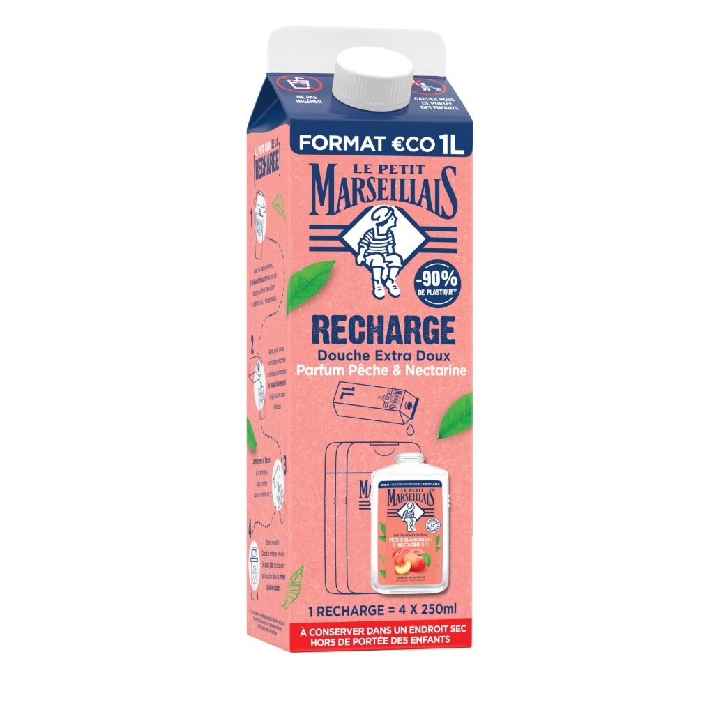 Recharge Gel Douche Extra Doux Pêche Blanche BIO & Nectarine BIO - Image 1 - Le Petit Marseillais - fr-FR