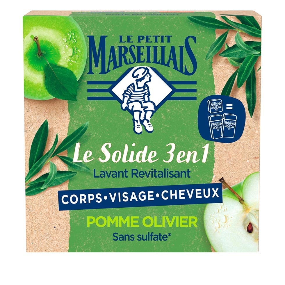 Le Solide 3 en 1 Lavant Revitalisant – Pomme Olivier - Image 1 - Le Petit Marseillais - fr-FR