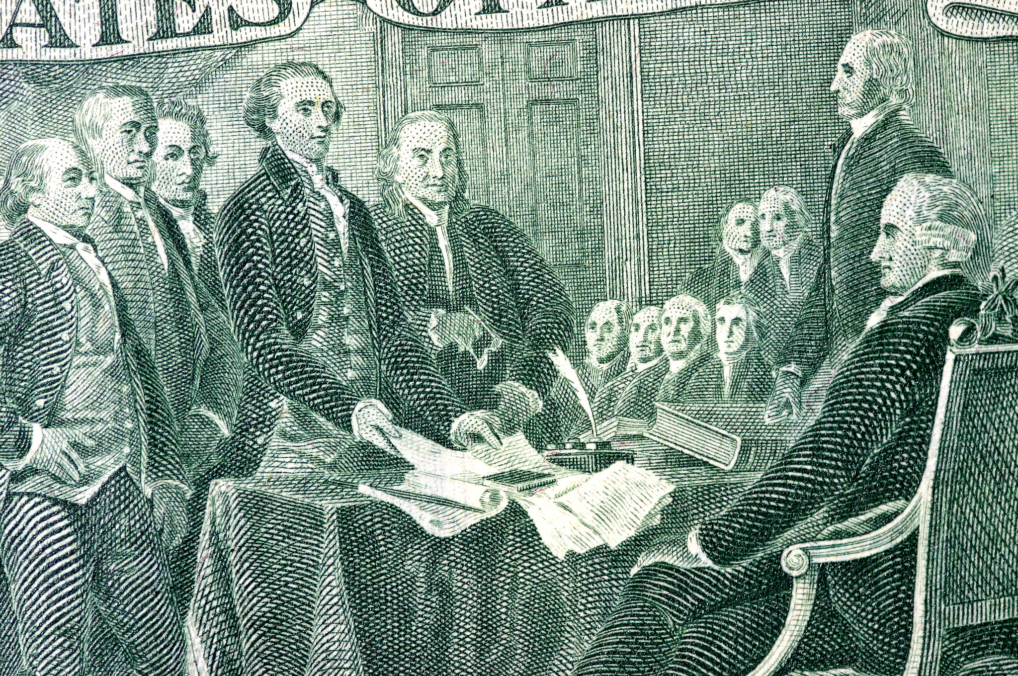 The back of a $2 bill