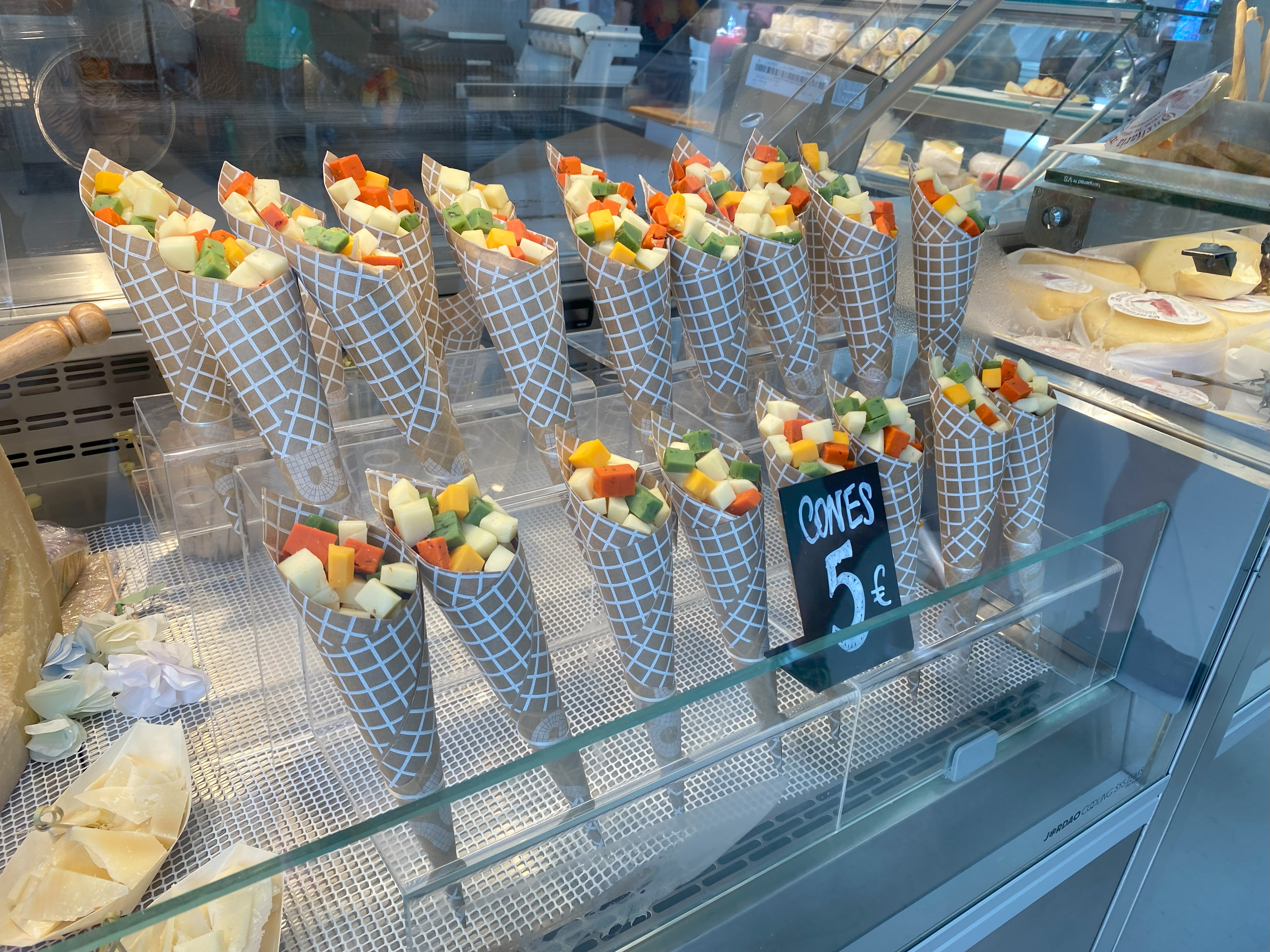 Cheese cones at a market in Porto