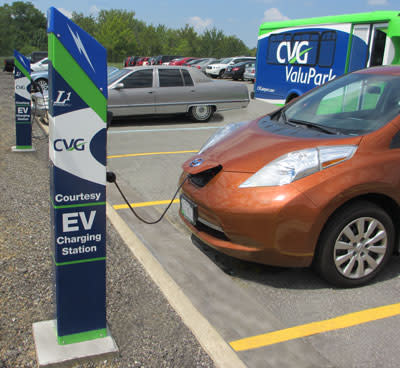 A photo of an electric vehicle charging.