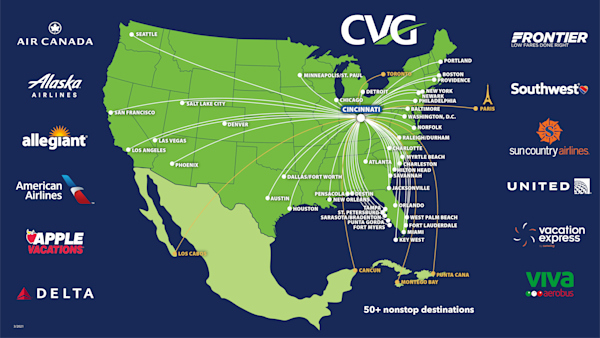 Where you can go from CVG Airport