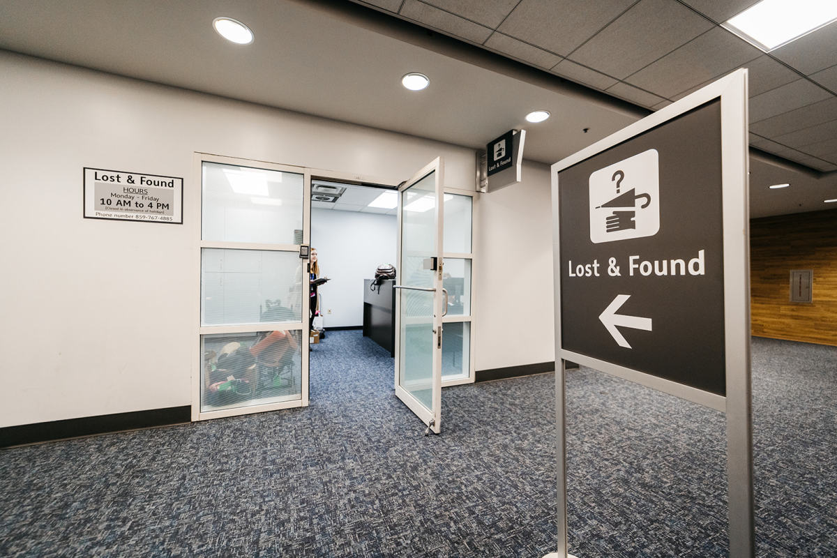 A photo of the Lost and Found office at CVG Airport.