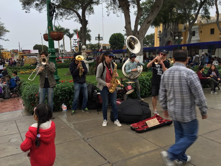 Musicians and dancing in Lima, Peru