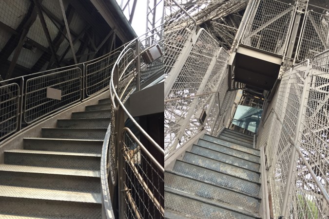The stairs of the Eiffel Tower