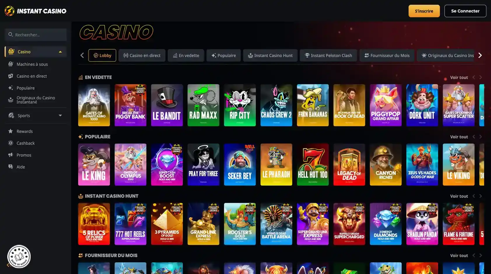 instant casino jeu en ligne