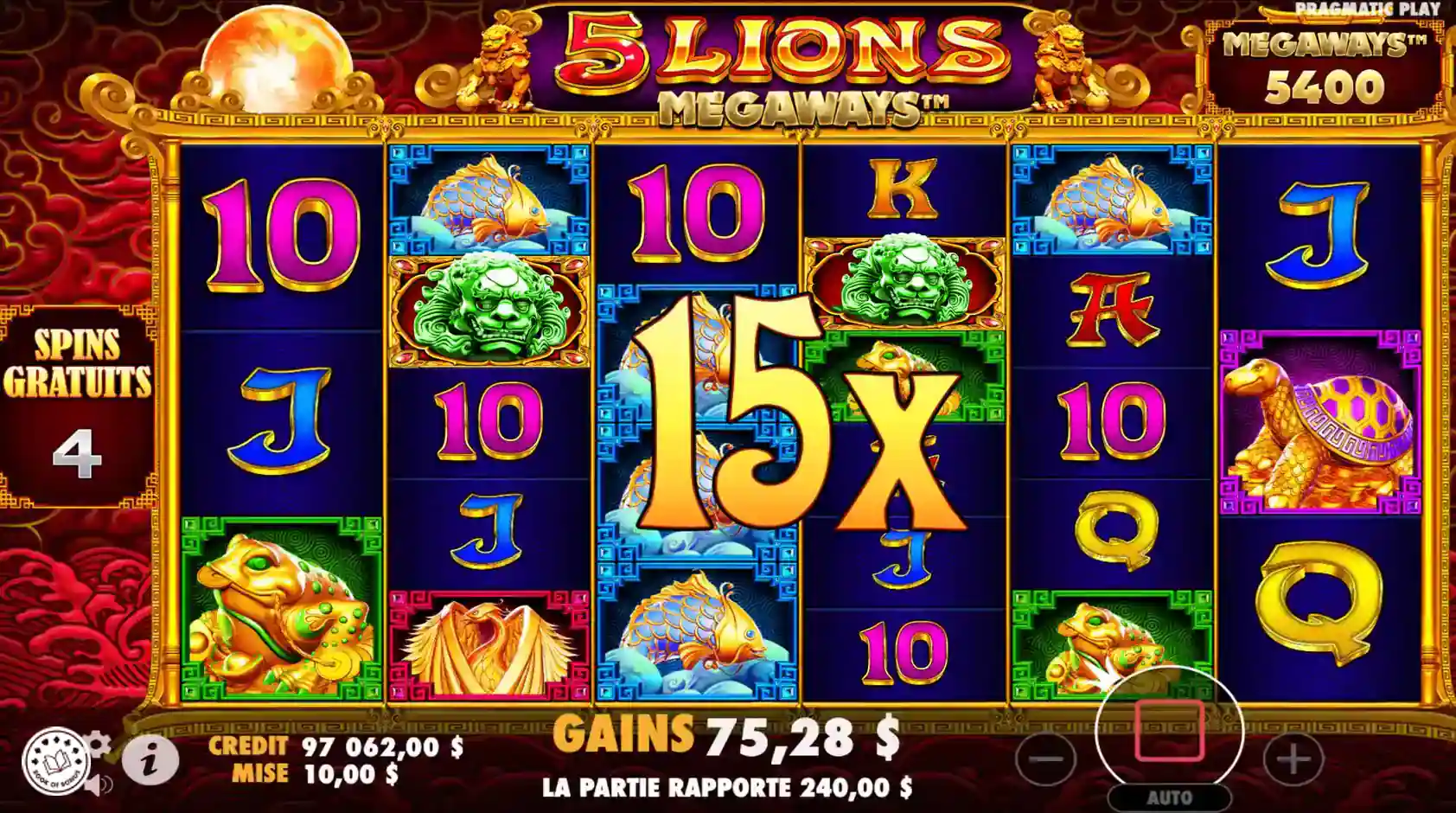 5 lions megaways bonus