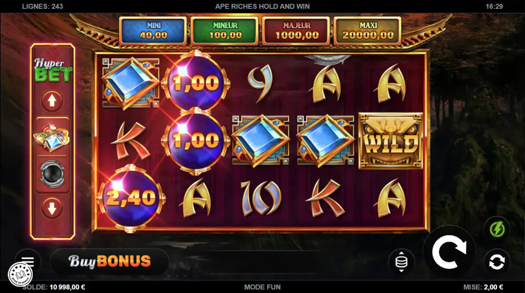 ape riches hold win machine a sous