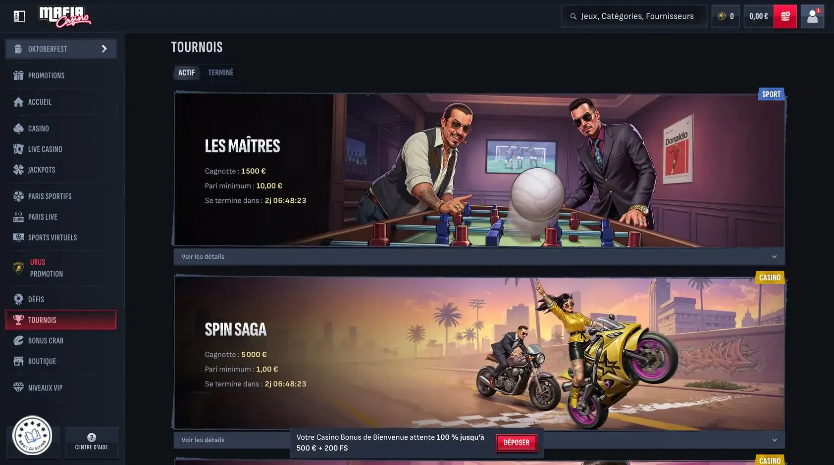 mafia casino tournoi