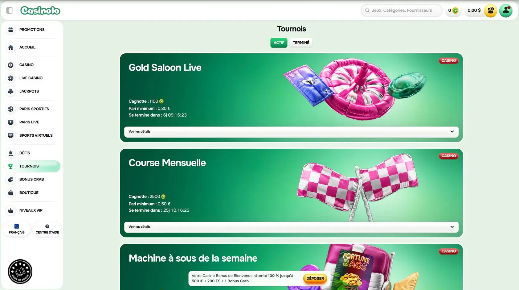 casinolo tournois