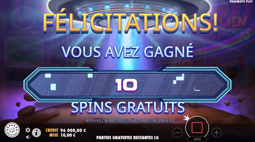 alien invaders free spins