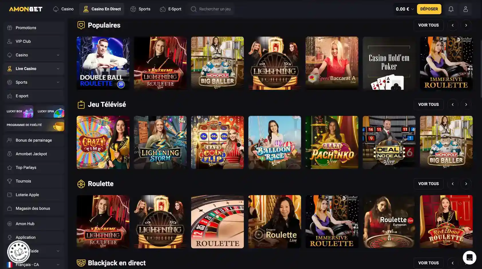 Amonbet casino | Avis + Bonus 100% jusqu'à 1 000€