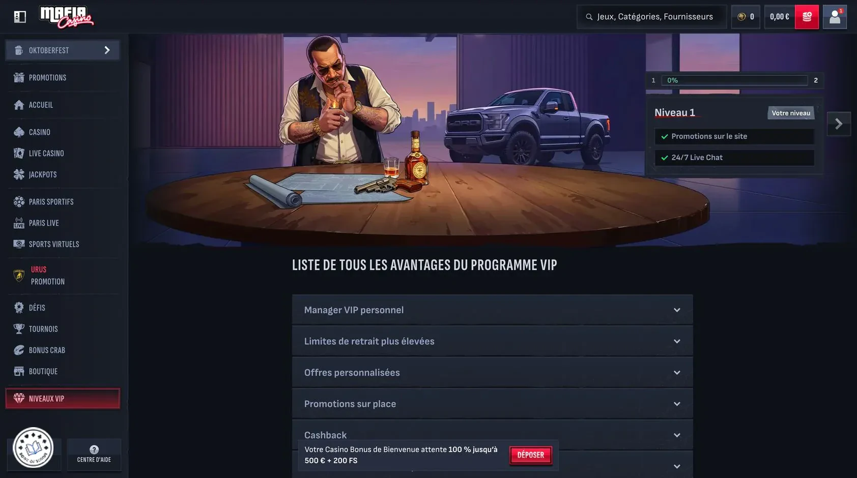 mafia casino programme vip