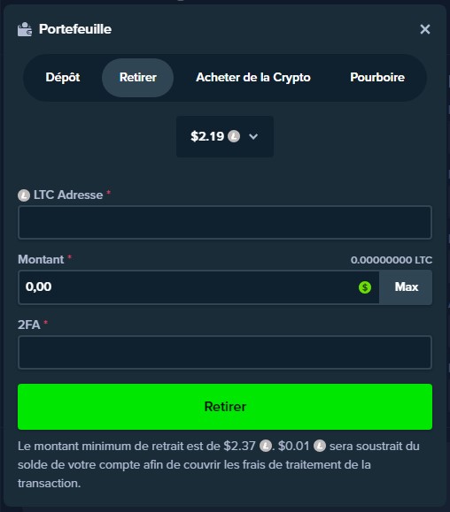 Comment retirer sur Stake