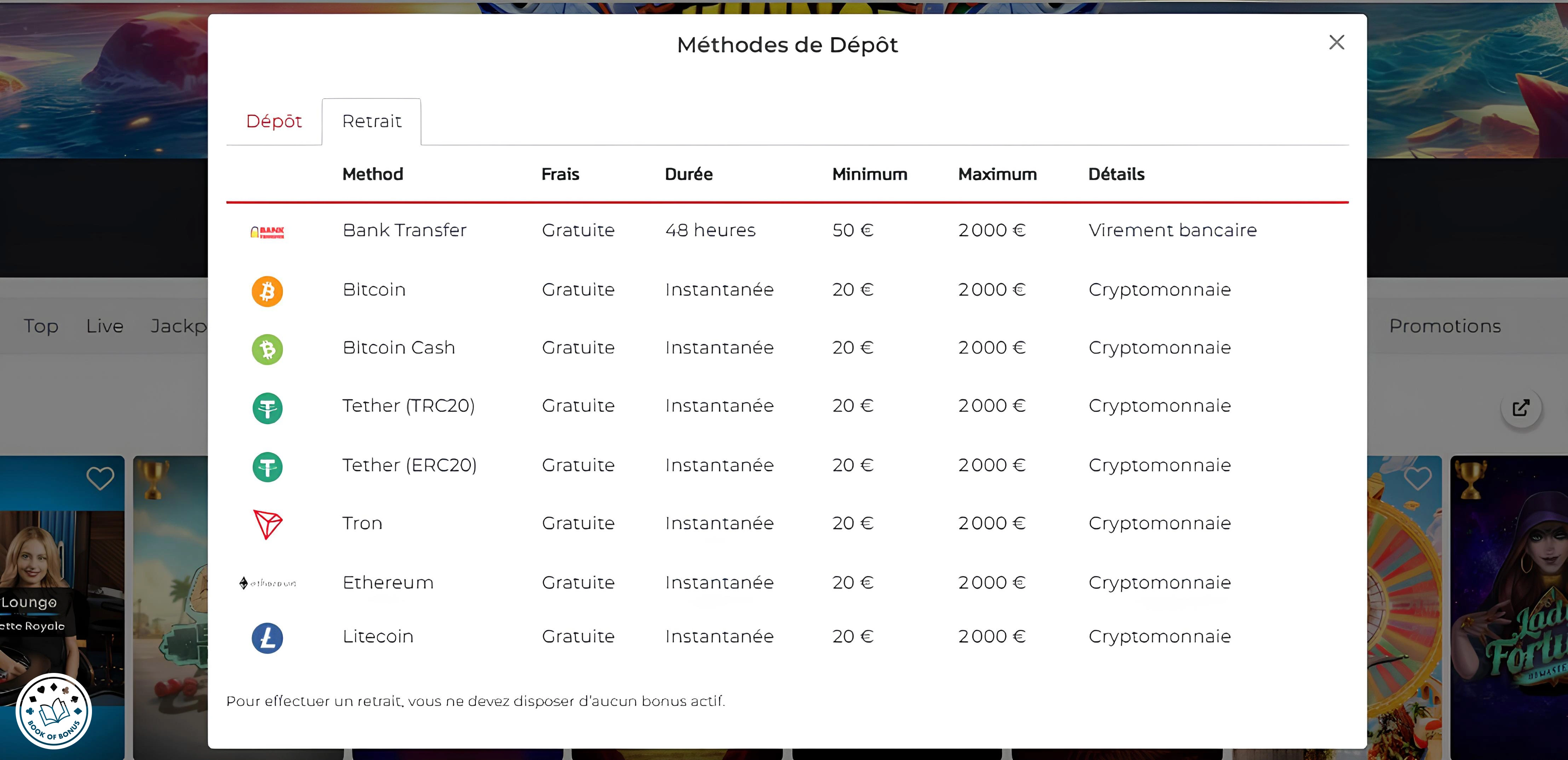 Comment retirer sur Lucky 31