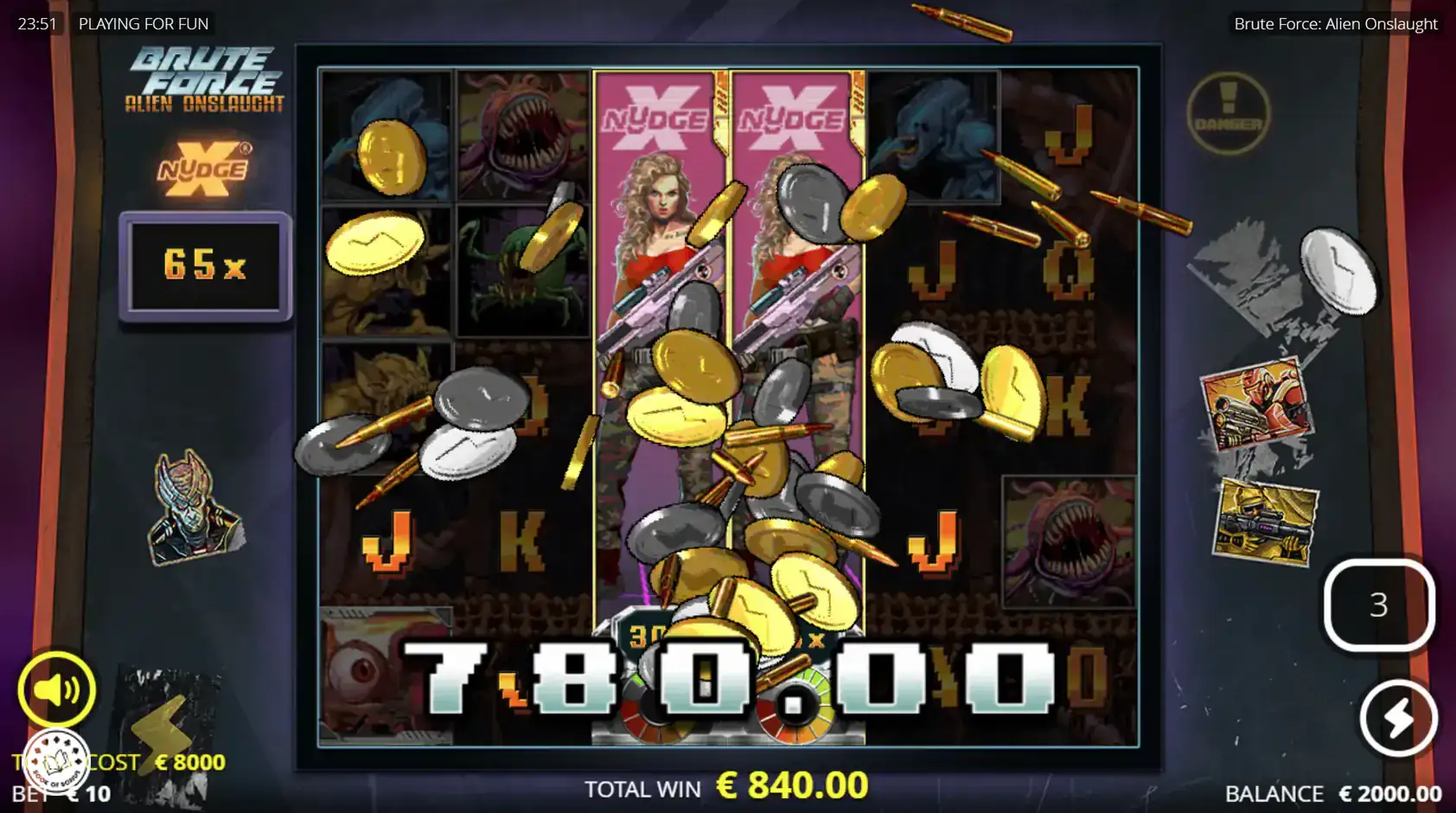 brute force alien onslaught big win