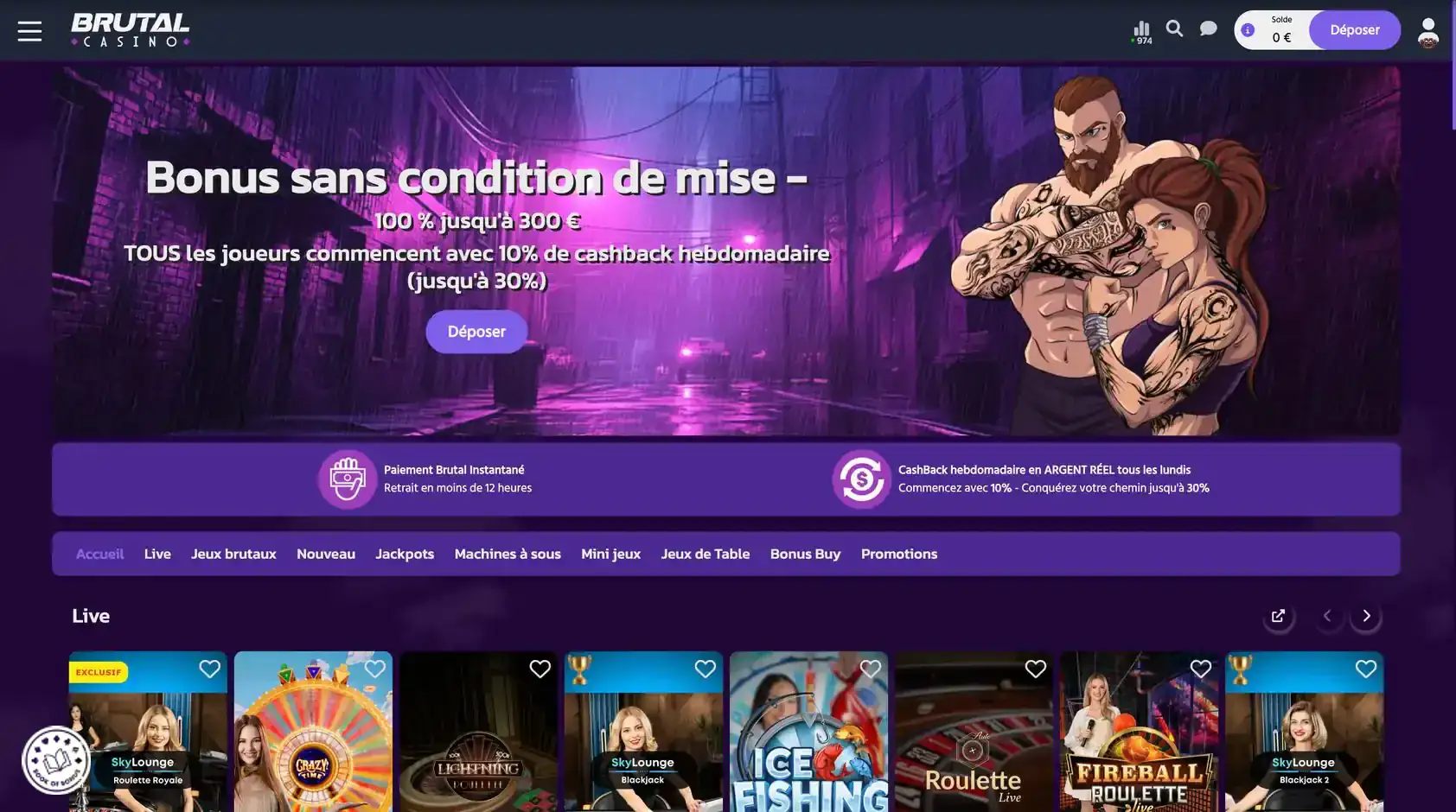 brutal casino interface