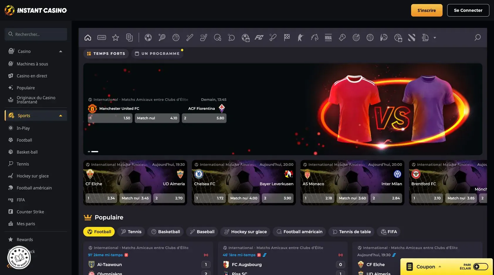 instant casino pari sportif