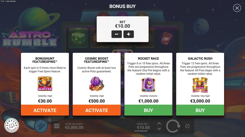 astro rumble buy bonus