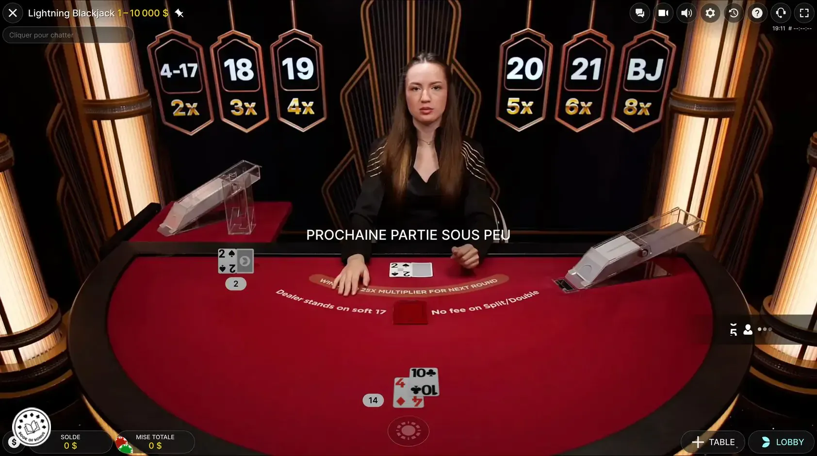 lightning blackjack jeu