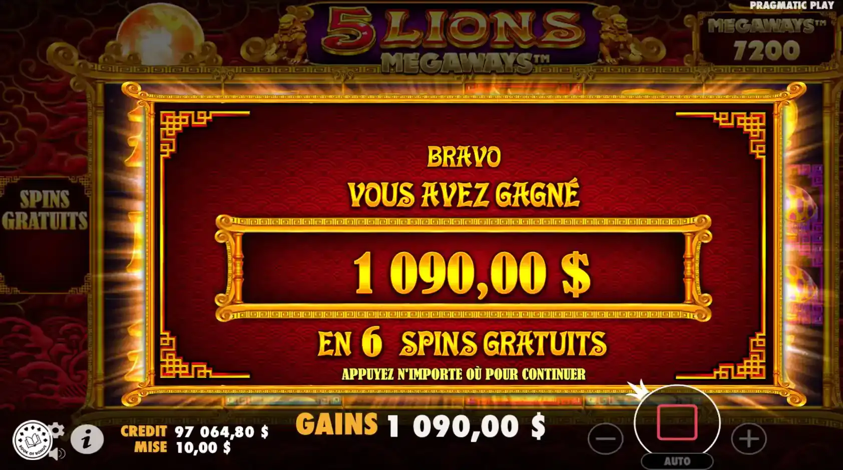 5 lions megaways big win