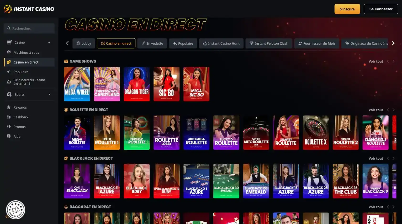 instant casino en direct