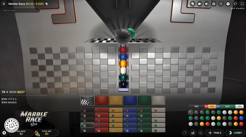 marble race live resultat