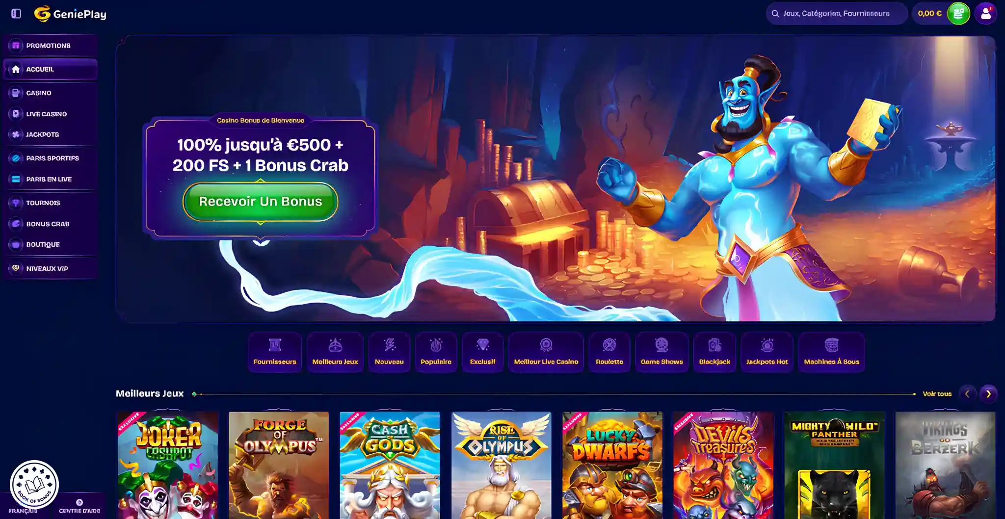 casino genie play homepage