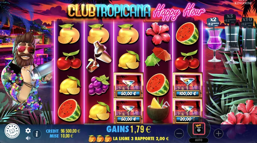 club tropicana happy hour machine a sous