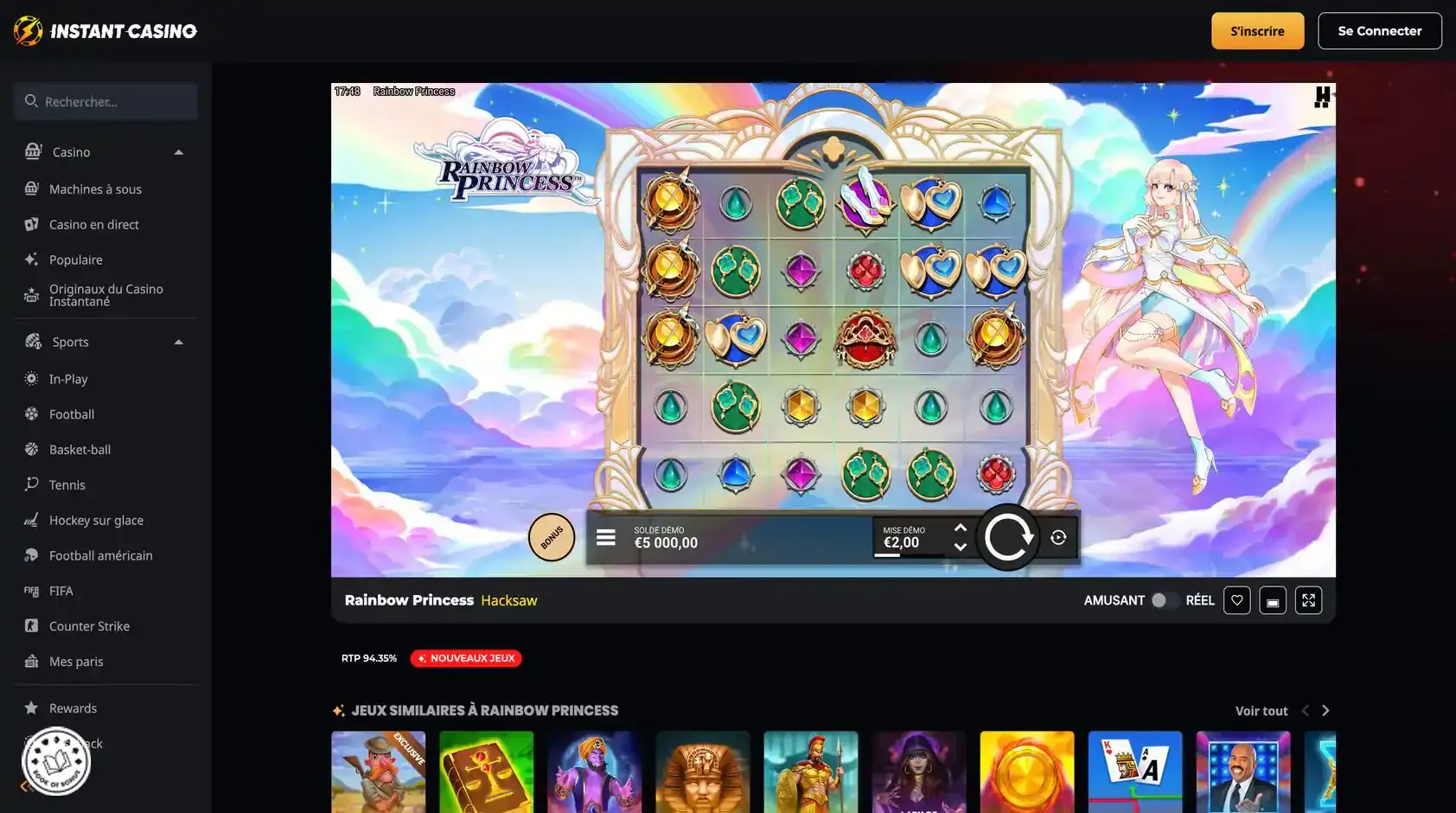 instant casino mode demo