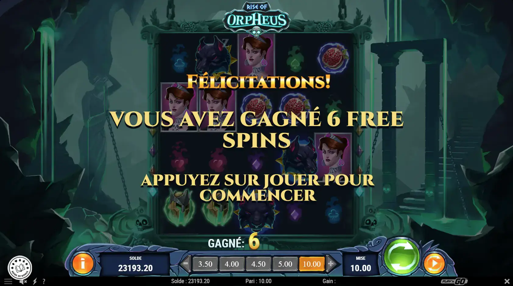 rise of orpheus free spins