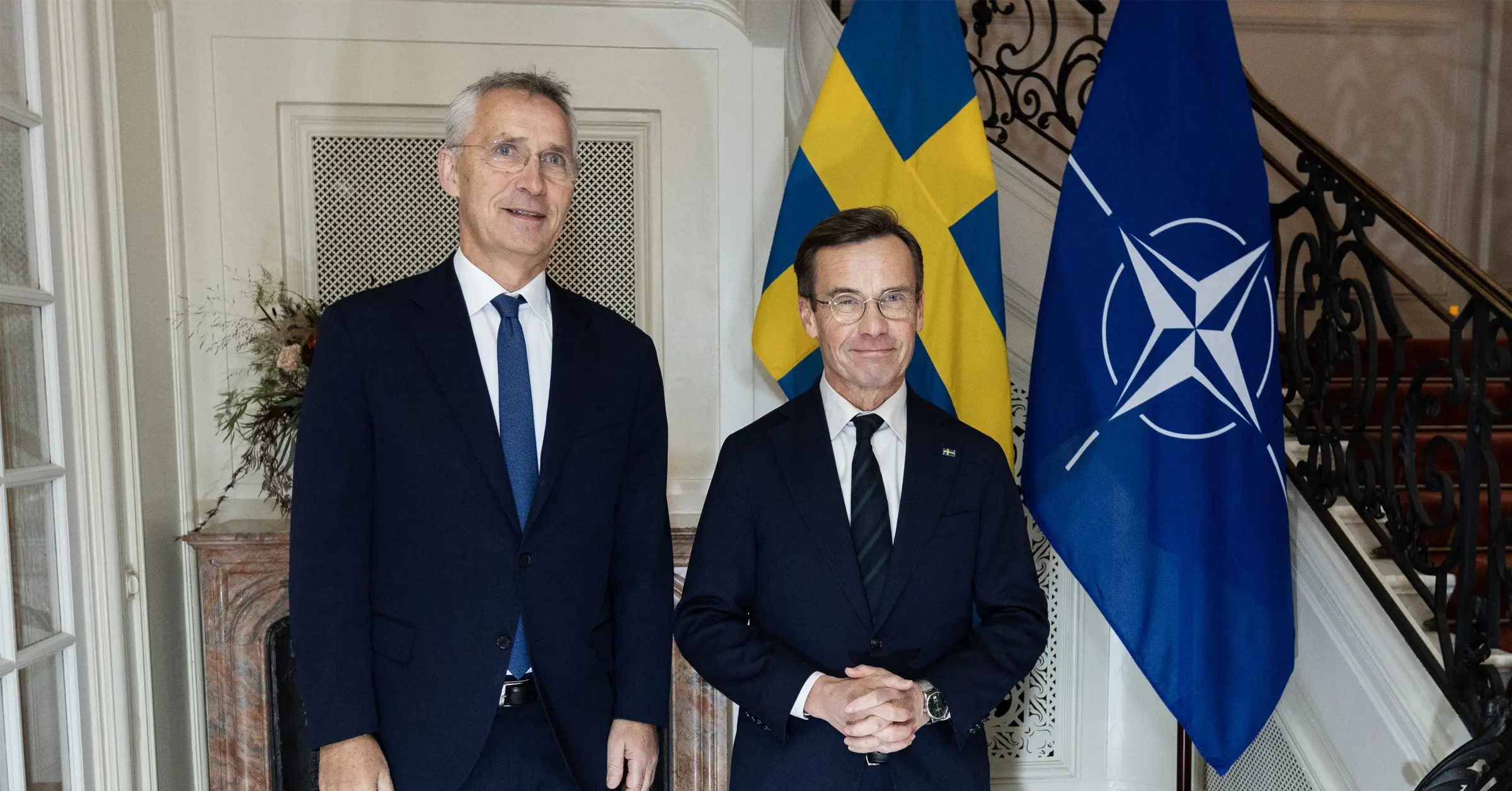 Statsminister Ulf Kristersson (M) emot Natos generalsekreterare Jens Stoltenberg i Sagerska palatset den 24 oktober 2023 Foto: Ninni Andersson/Regeringskansliet