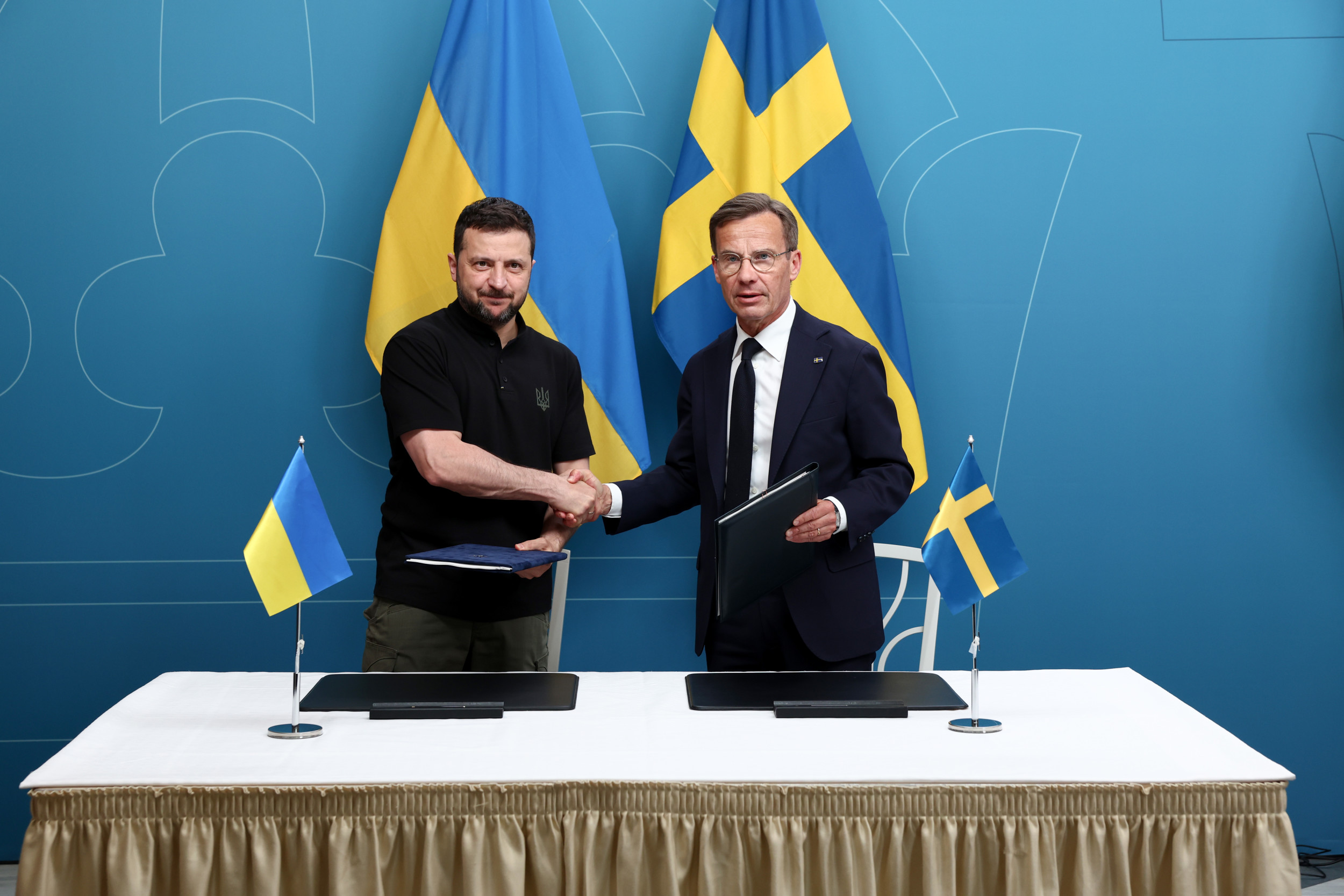 Ukrainas president Volodymyr Zelenskyj och Statsminister Ulf Kristersson Foto: Ninni Andersson/Regeringskansliet