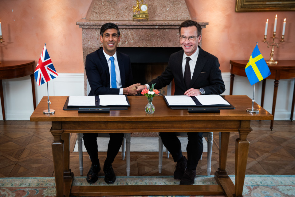 Storbritanniens premiärminister Rishi Sunak och statsminister Ulf Kristersson Foto: Kristian Pohl / Regeringskansliet