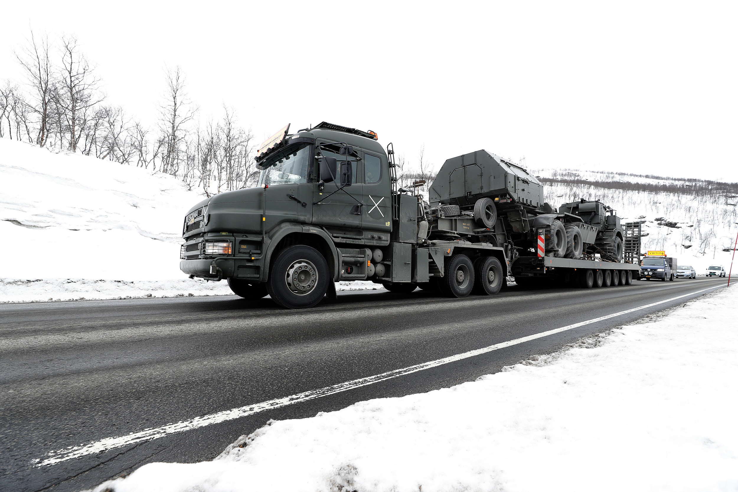 Artillerisystemet Archer transporteras under Cold Response 2022 Foto: Torbjørn Kjosvold / Forsvaret