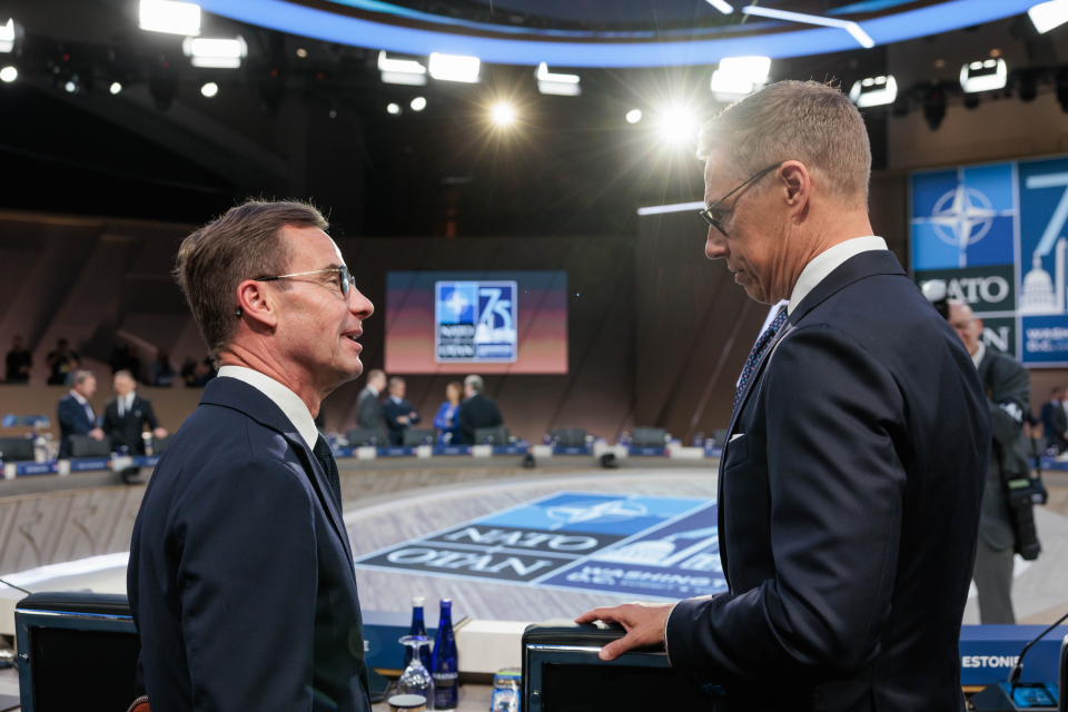 Statsminister Ulf Kristersson tillsammans med Finlands president Alex Stubb Foto: Nato