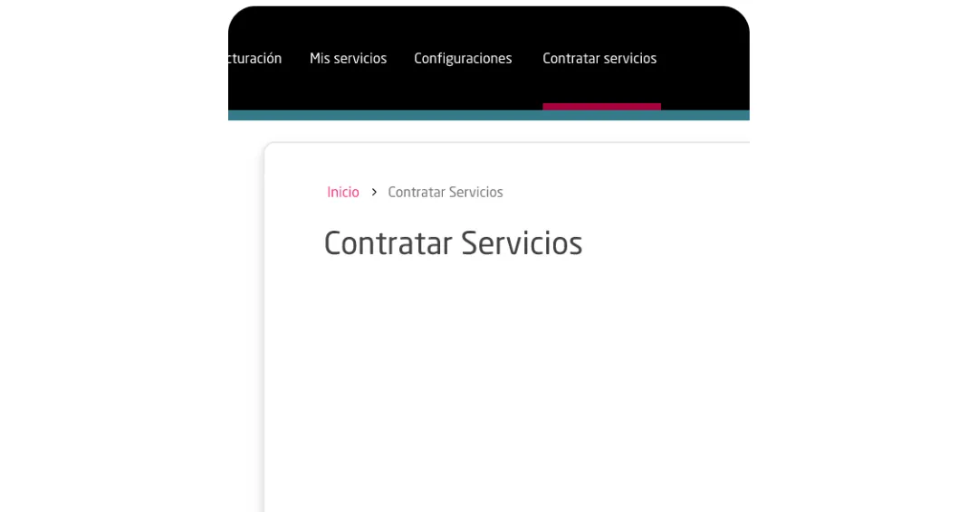 En el menú superior selecciona contratar servicios